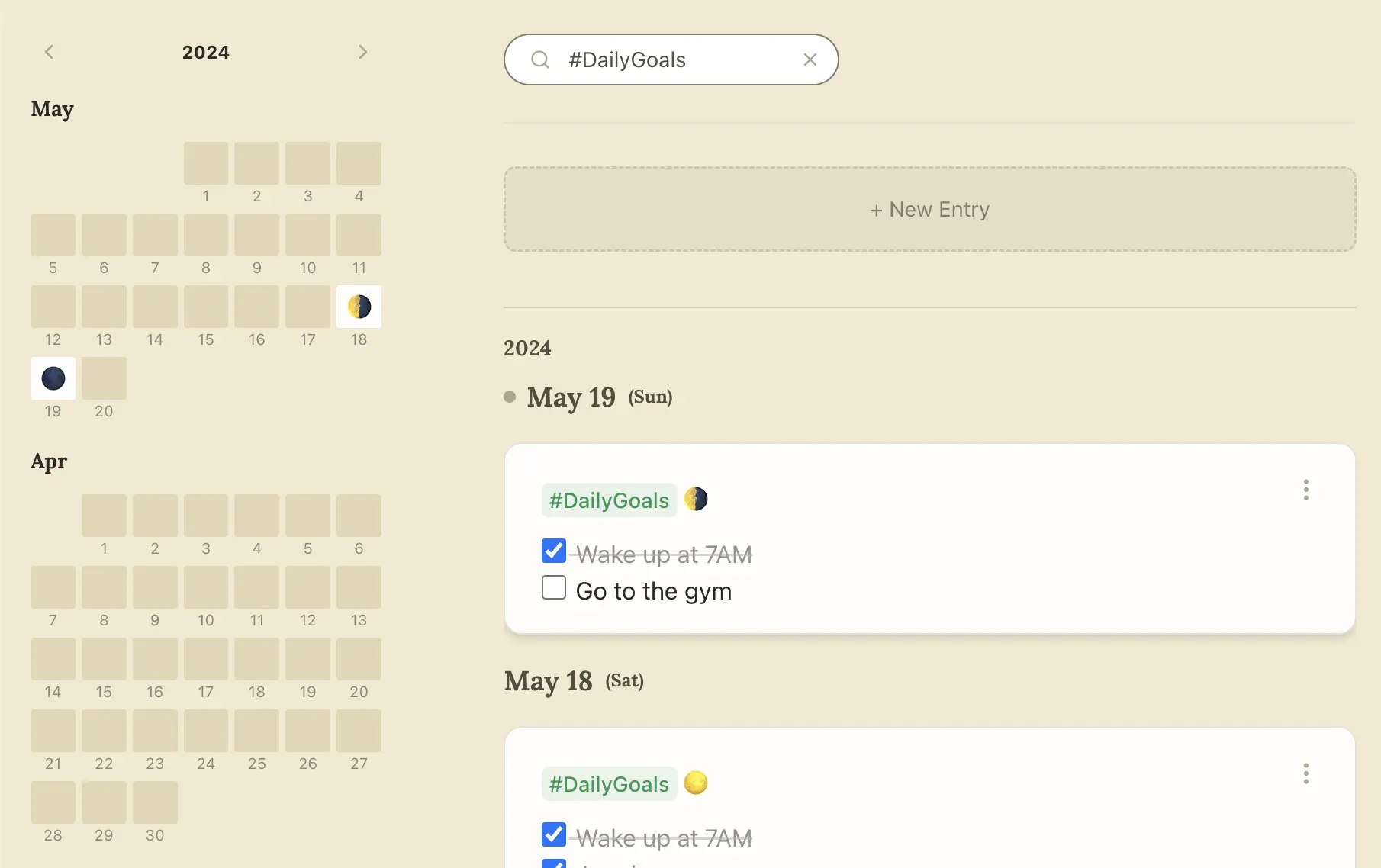 screenshot of goal example