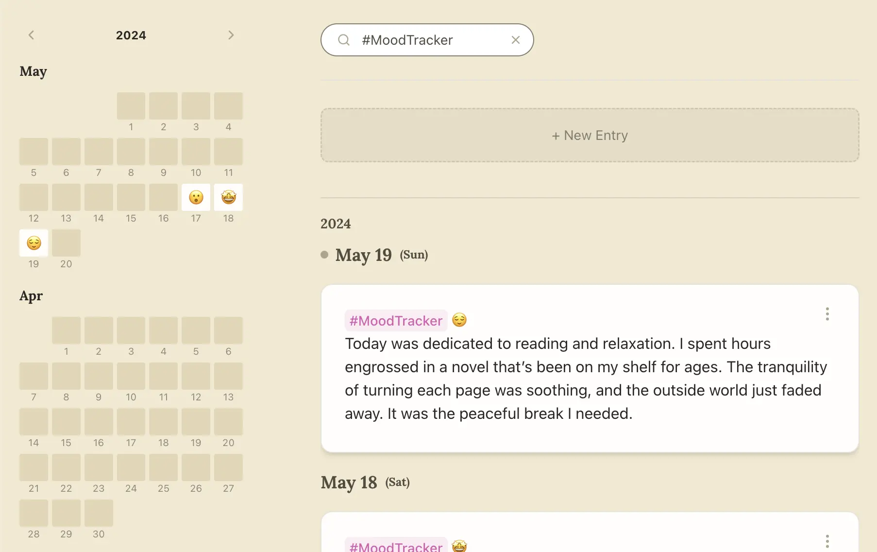 screenshot of mood example